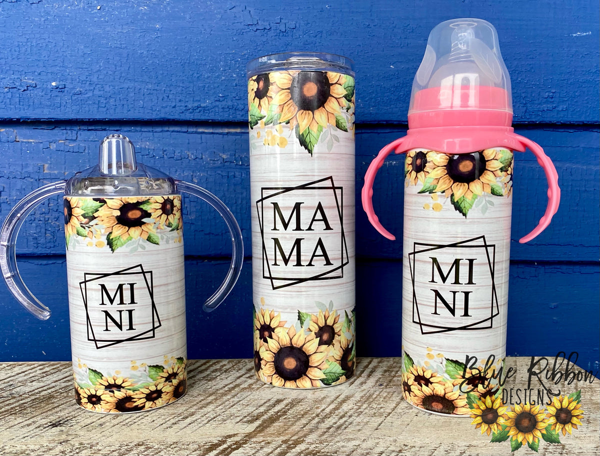 Mama/Mini Stainless Tumbler, Baby Bottle and Sippy Cup – Blue