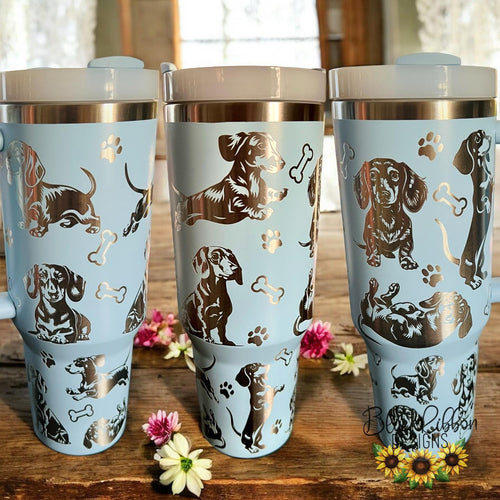 40 Ounce Stainless Tumbler with Handle - Dachshunds