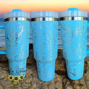 40 Ounce Stainless Tumbler with Handle - Sea Life