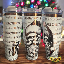 40 Ounce Stainless Tumbler with Handle - Merry Christmas Santa