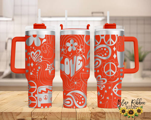 40 Ounce Stainless Tumbler with Handle - 70's Nostalgia