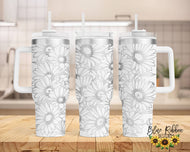 40 Ounce Stainless Tumbler with Handle - Daisies 2