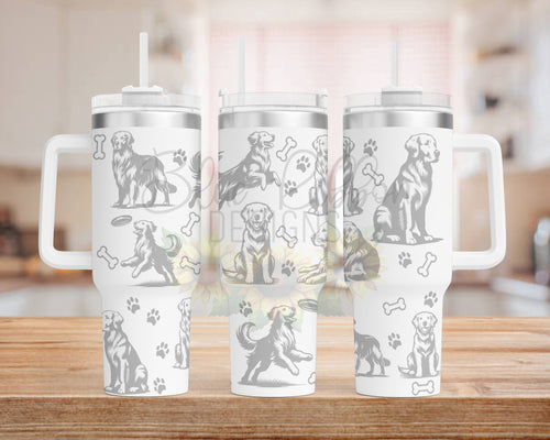 40 Ounce Stainless Tumbler with Handle - Golden Retriever