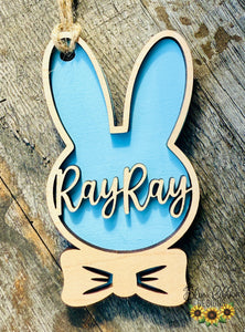Personalized Easter Basket Tag - Boy or Girl Bunny