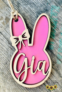 Personalized Easter Basket Tag - Boy or Girl Bunny