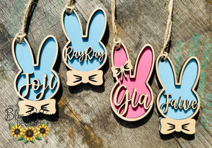 Personalized Easter Basket Tag - Boy or Girl Bunny