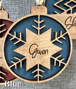 Personalized Wooden Snowflake Ornament