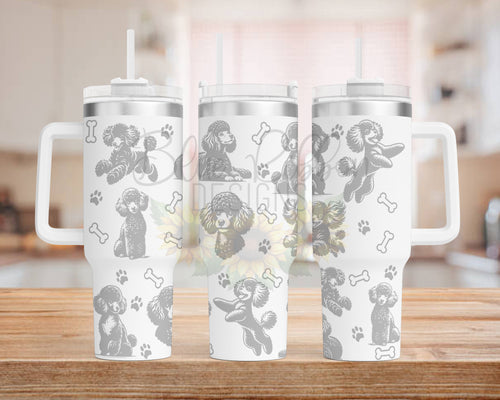 40 Ounce Stainless Tumbler with Handle - Mini Poodle