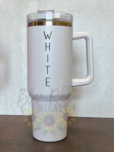 40 Ounce Stainless Tumbler with Handle - Breast Cancer Floral with Words