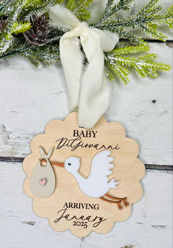 Personalized Stork Ornament, New Baby Ornament