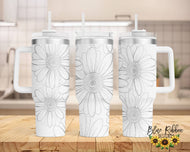 40 Ounce Stainless Tumbler with Handle - Daisies