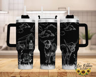 40 Ounce Stainless Tumbler with Handle - Highland Cows