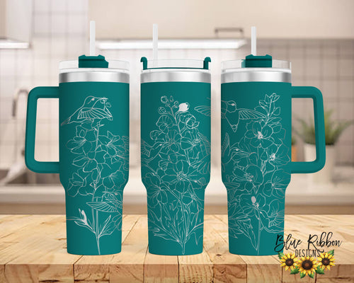 40 Ounce Stainless Tumbler with Handle - Hummingbird