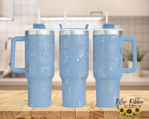 40 Ounce Stainless Tumbler with Handle - Music Speaks
