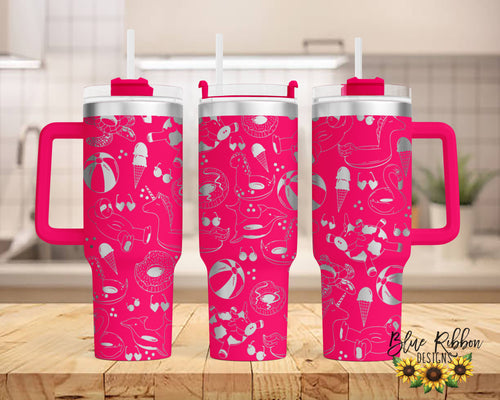 40 Ounce Stainless Tumbler with Handle - Pool Floats