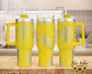 40 Ounce Stainless Tumbler with Handle - Sunflowers