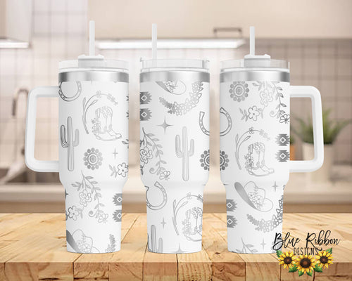 40 Ounce Stainless Tumbler with Handle - Western