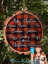 Personalized Buffalo Plaid Wood Slice Ornament