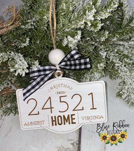 Personalized Wooden Zip Code/City Ornament