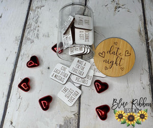 Engraved Date Night Jar w/25 Date Night Ideas