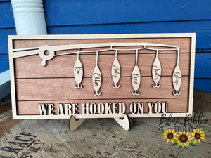Fishing Lure "Hooked on You" Sign with Easel