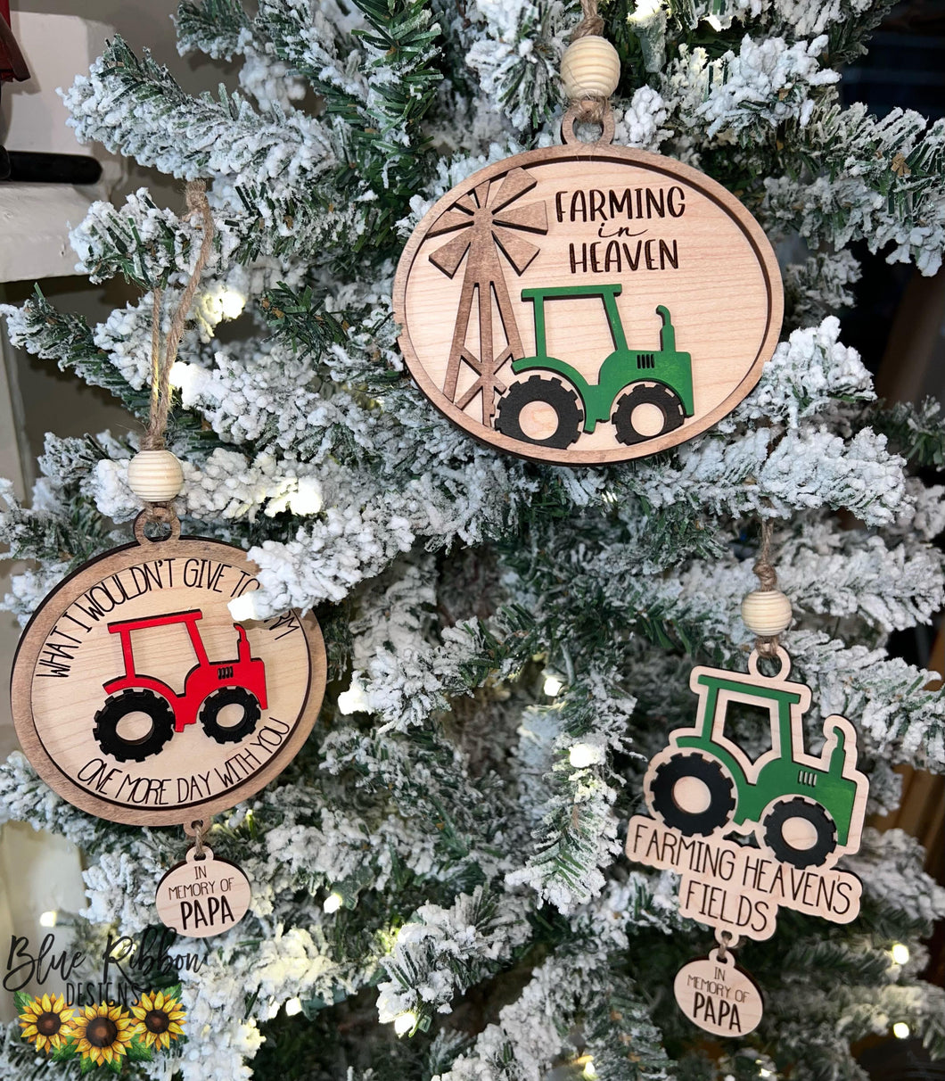 Personalized Tractor Memorial Ornament - 3 Options Available