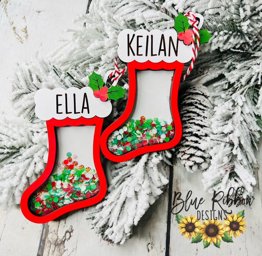 Personalized Christmas Stocking Shaker Ornament