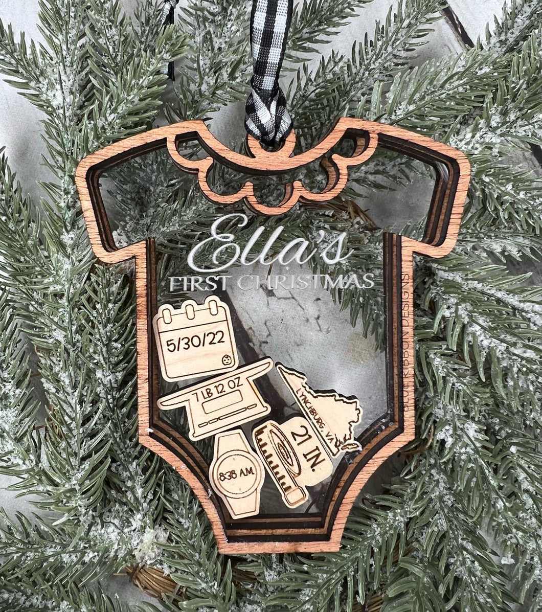Personalized Baby's First Christmas Bodysuit Ornament