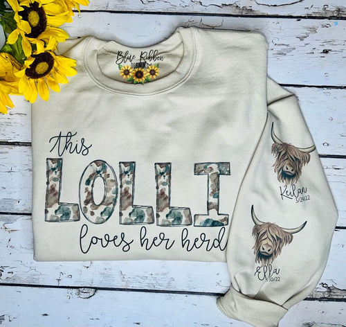 Personalized This Mama/Nana/Lolli/Etc Loves Her Herd Crewneck Sweatshirt
