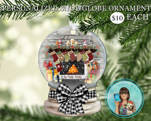 Personalized Fireplace Snowglobe Ornament