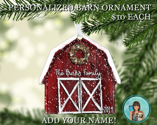 Personalized Red Barn Ornament