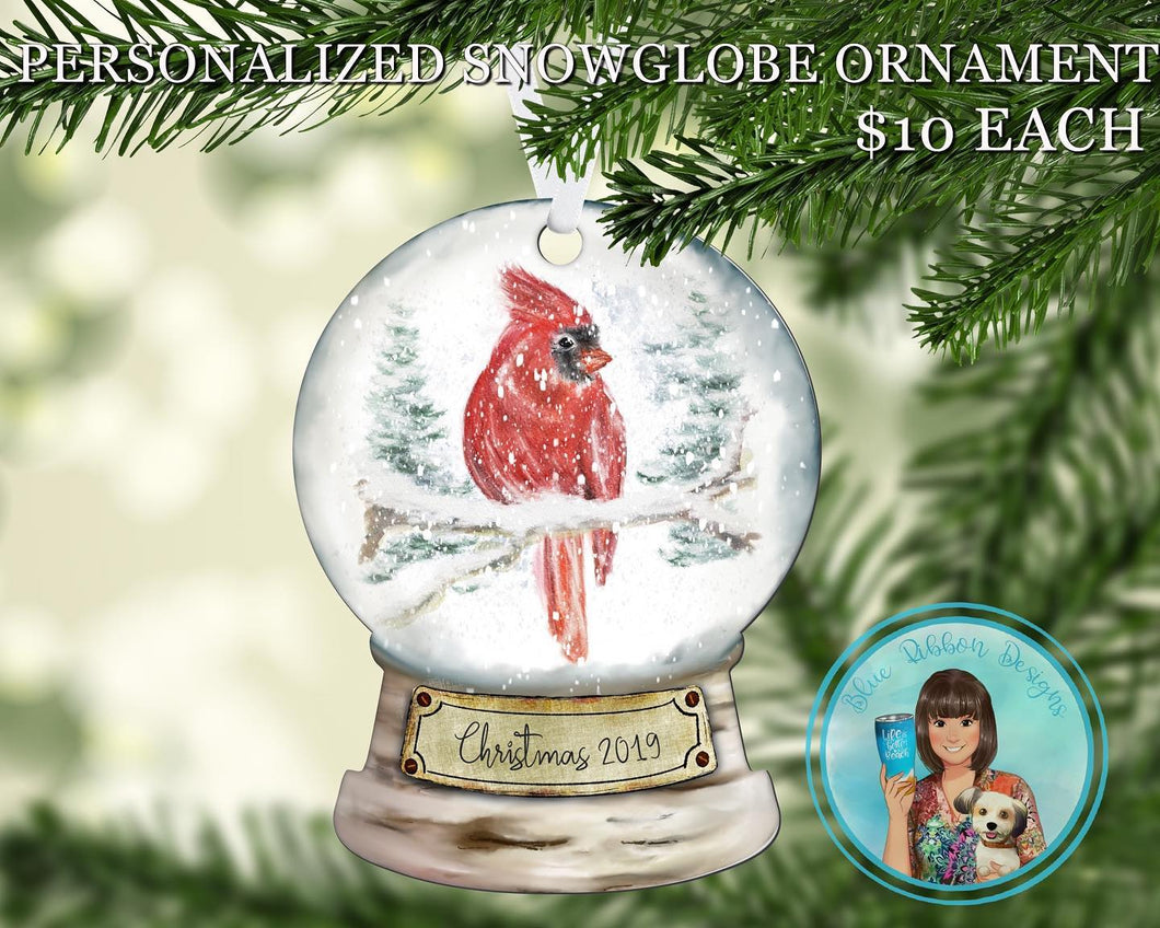 Personalized Cardinal Snowglobe Ornament