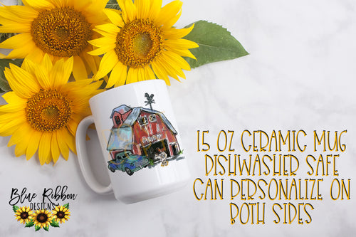 Watercolor Barn 15 Ounce Ceramic Mug