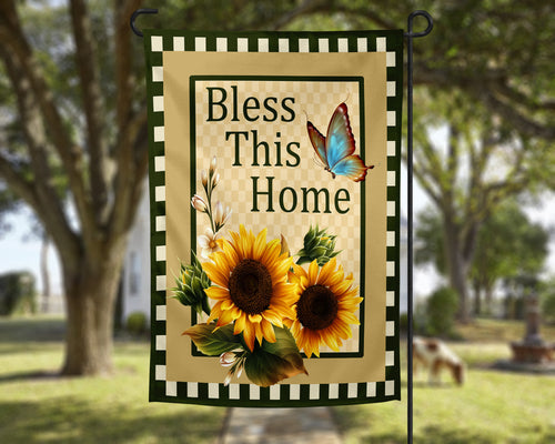 Bless This Home Sunflower Garden Flag