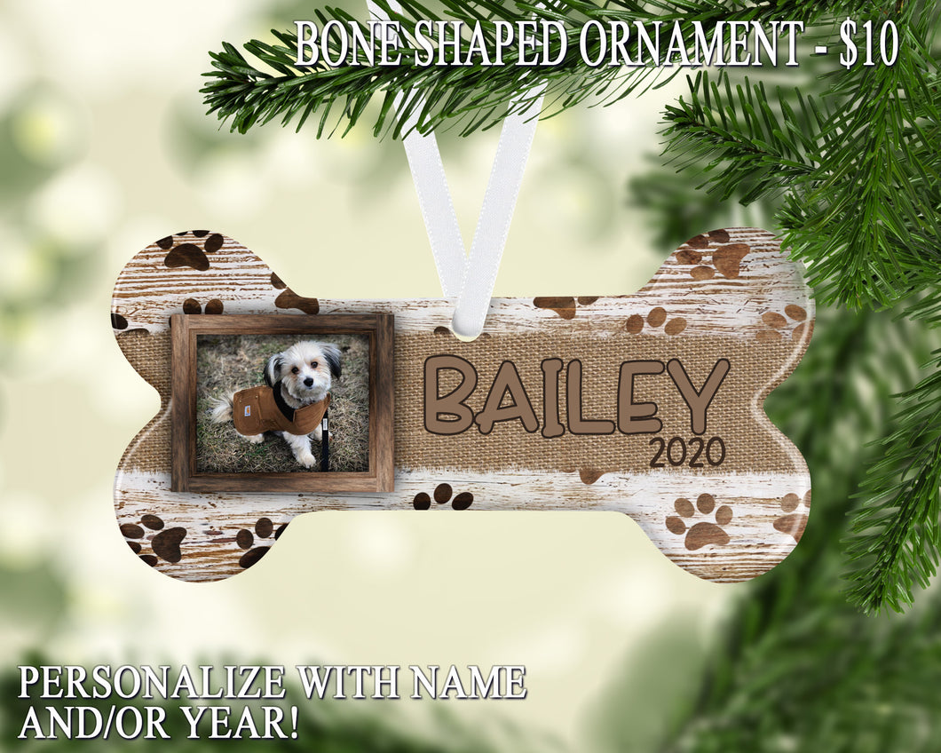 Personalized Bone Shaped Photo Ornament