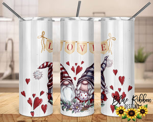 20 Ounce Skinny Stainless Double-Walled Tumbler - Love Gnomes