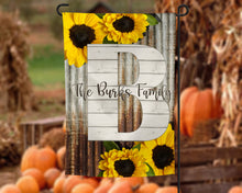 Galvanized Metal and Sunflowers Personalized Garden Flag