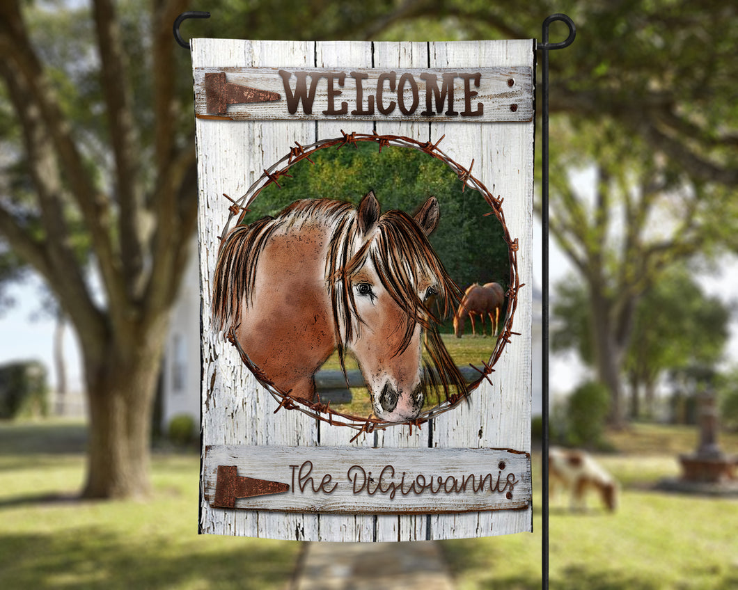 Personalized Welcome Horse Garden Flag