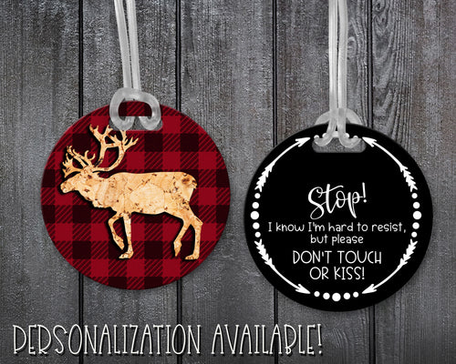 Infant Car Seat/Stroller Tag - Buffalo Plaid and Reindeer