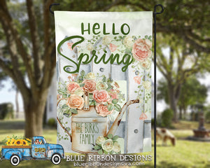 12X18" Single or Double Sided Hello Spring Watering Can Garden Flag