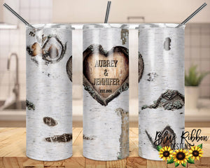 20 Ounce Skinny Stainless Double-Walled Tumbler - Carved White Birch