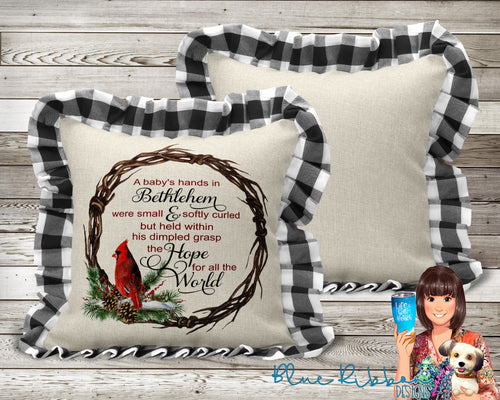 Black and White Buffalo Plaid Throw Pillow - A Baby's Hands