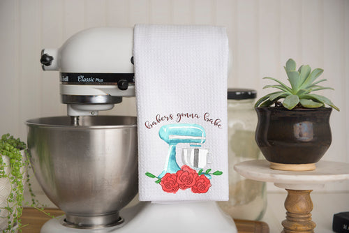 Bakers Gonna Bake Waffle Weave Kitchen Towel