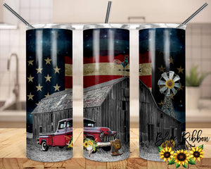 20 Ounce Skinny Stainless Double-Walled Tumbler - Old Barn and Truck
