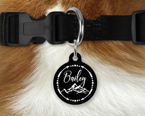 Aluminum Round Pet Tag - Snow Covered Mountains