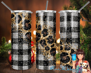 20 Ounce Skinny Stainless Double-Walled Tumbler - Black Buffalo Check