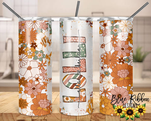 20 Ounce Skinny Stainless Double-Walled Tumbler - Boho Floral