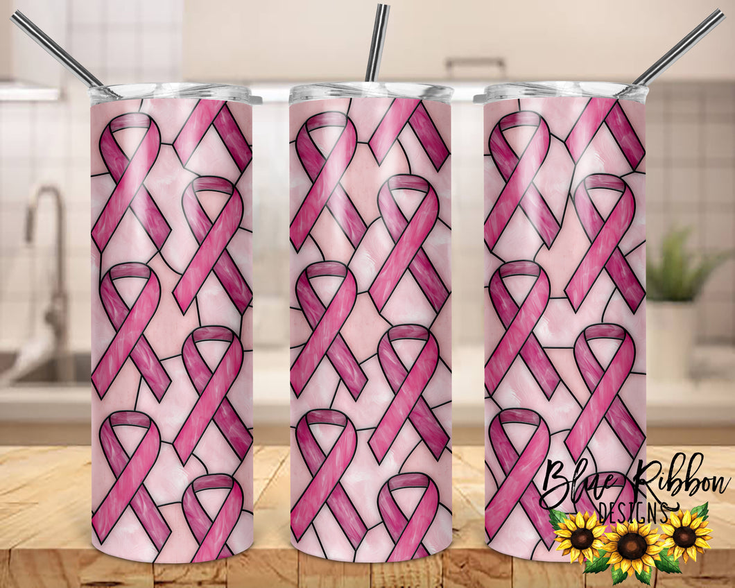20 Ounce Skinny Stainless Double-Walled Tumbler - Breast Cancer