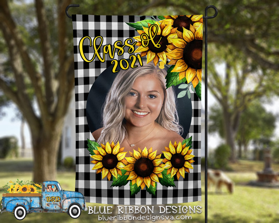 Sunflower #1 Graduation Personalized Single or Double-Sided Garden Flag
