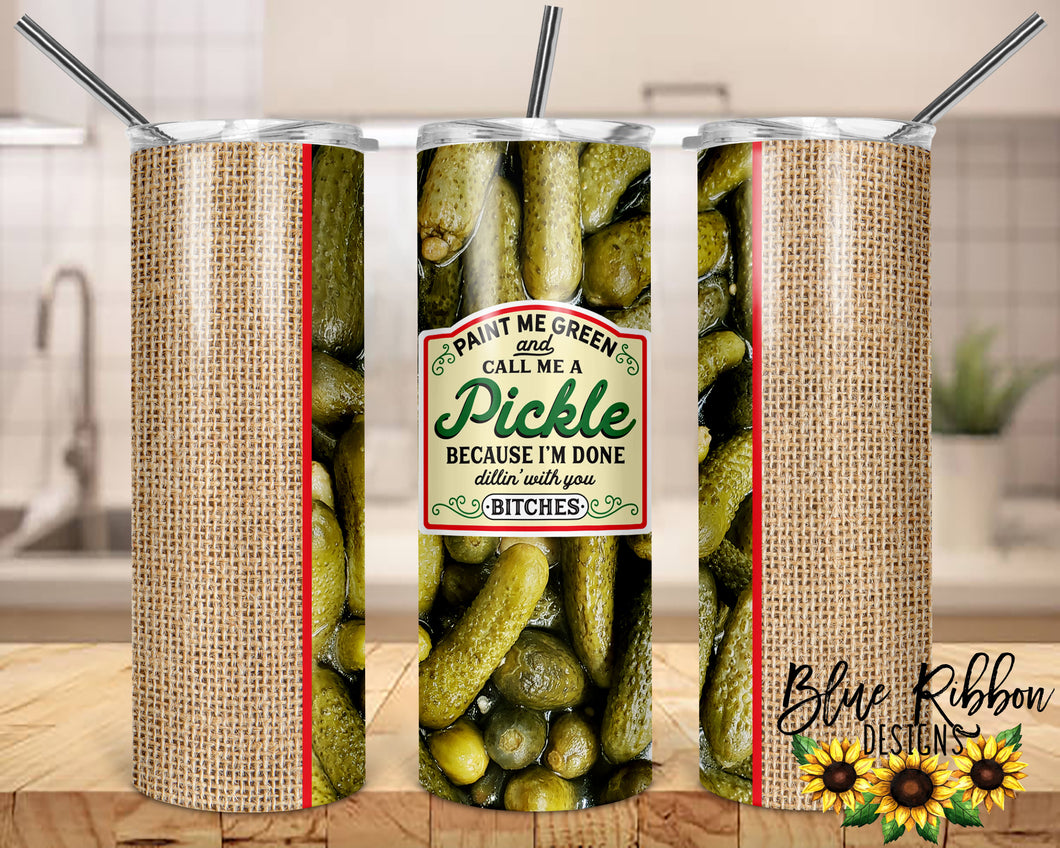 20 Ounce Skinny Stainless Double-Walled Tumbler - Call Me a Pickle